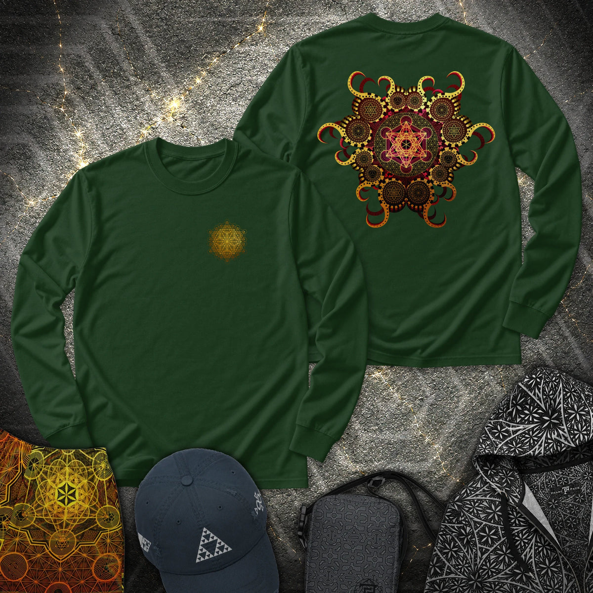 Organic Metatron 2 Sided - Organic Metatron 2 Sided Long Sleeve Shirt - Forest Green