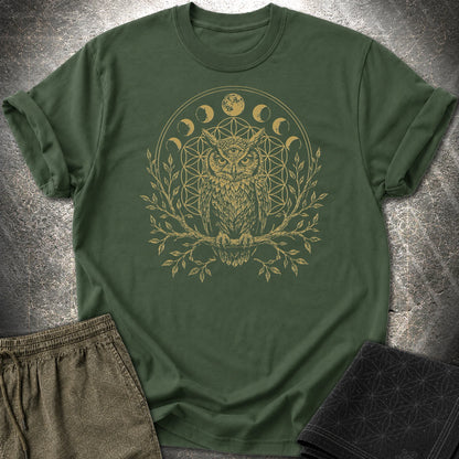 Owl Flower Of Life - Owl Flower Of Life T-Shirt - Forest Green