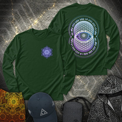 Alan Watts Universe 2 Sided - Alan Watts Universe 2 Sided Long Sleeve Shirt - Forest Green