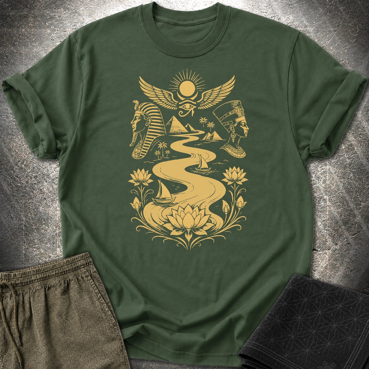 Golden Nile Between Two Crowns - Golden Nile Between Two Crowns T-Shirt - Forest Green