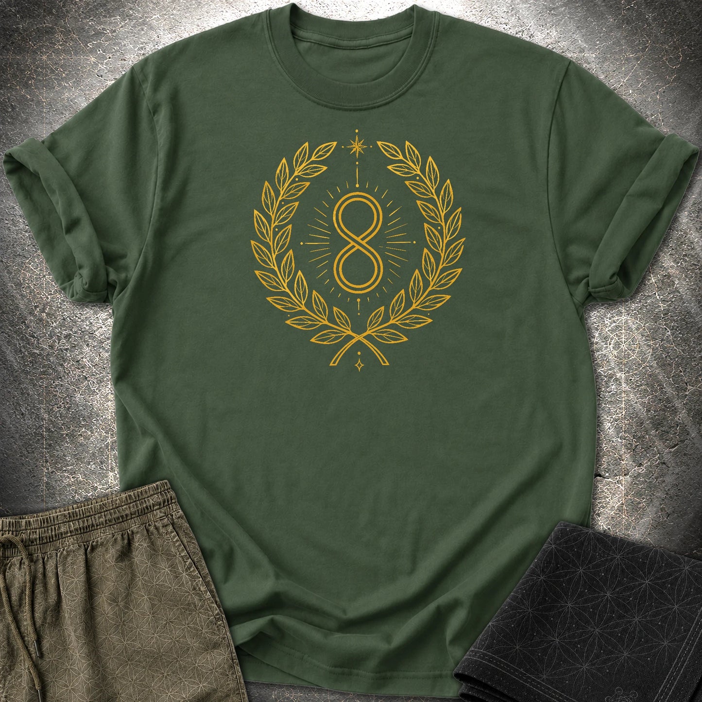 888 Infinity Wreath Unisex T-Shirt - 888 Infinity Wreath Unisex T-Shirt - Forest Green