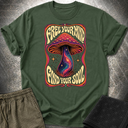 Free Your Mind Mushroom T-Shirt - Free Your Mind Mushroom T-Shirt - Forest Green