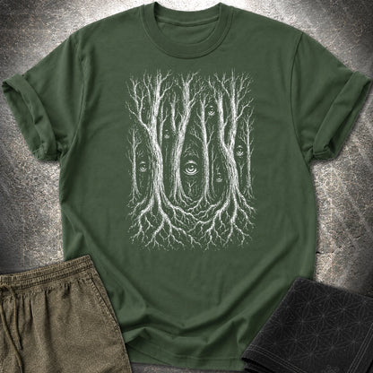 Forest Consciousness Watching T-Shirt - Forest Consciousness Watching T-Shirt - Forest Green