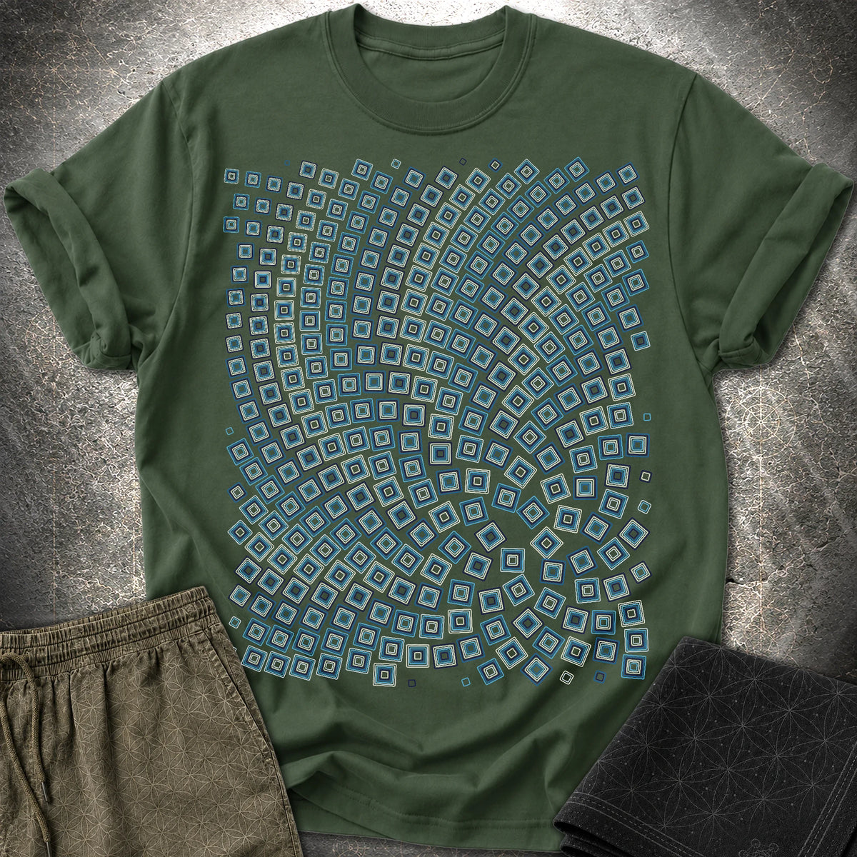 Golden Ratio Fibonacci Spiral Geometric Math Art T-Shirt - Golden Ratio Fibonacci Spiral Geometric Math Art T-Shirt - Forest Green