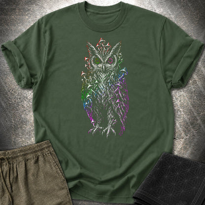 Trippy Mushroom Owl T-Shirt - Trippy Mushroom Owl T-Shirt - Forest Green