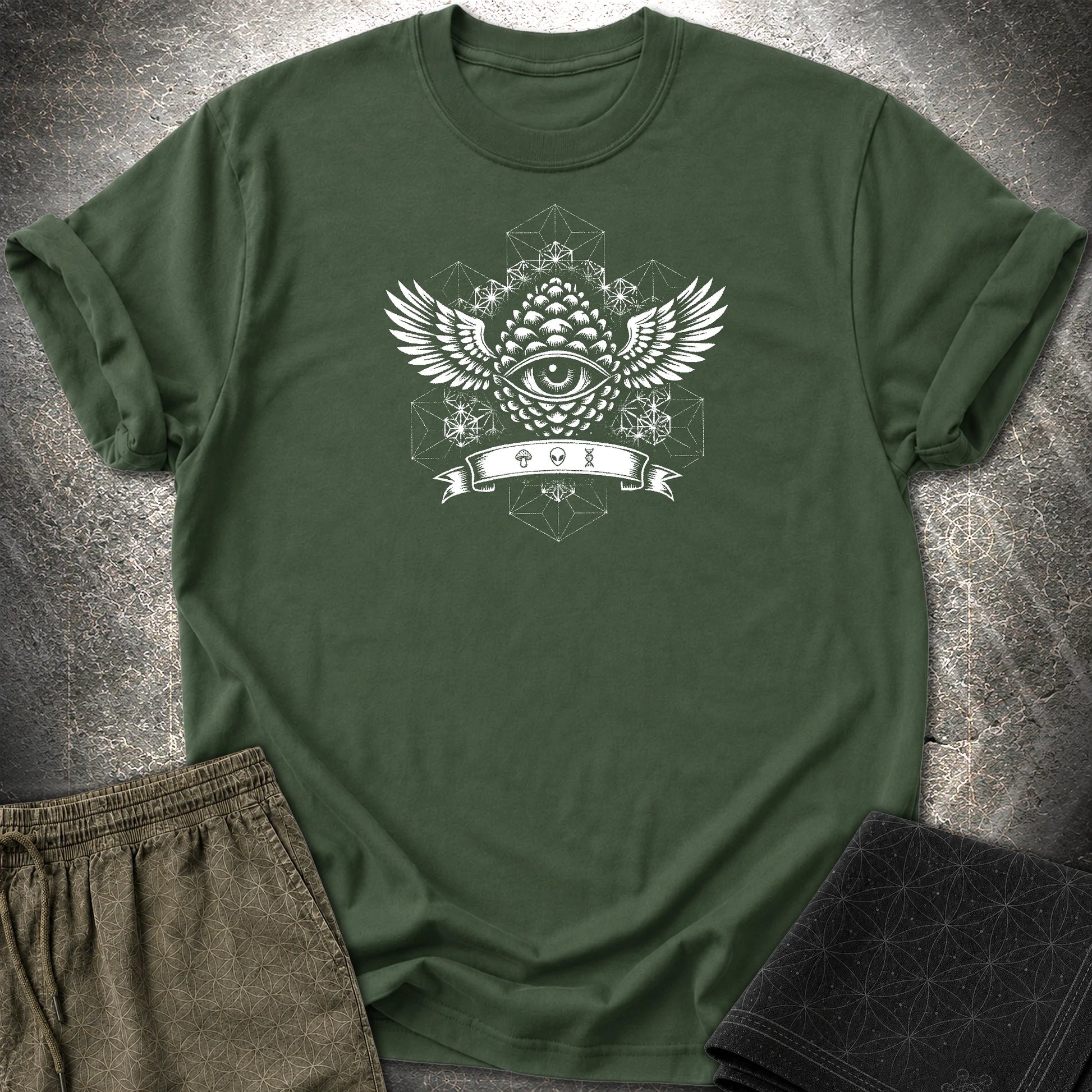 Pineal Eye Sacred Geometry T-Shirt - Pineal Eye Sacred Geometry T-Shirt - Forest Green