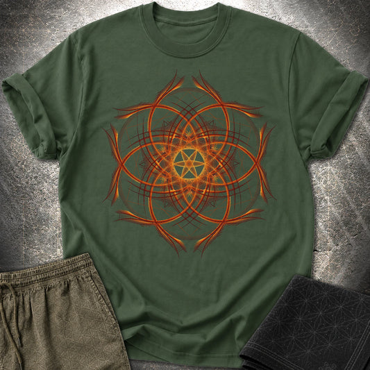 Geometric Sunset T-Shirt - Geometric Sunset T-Shirt - Forest Green