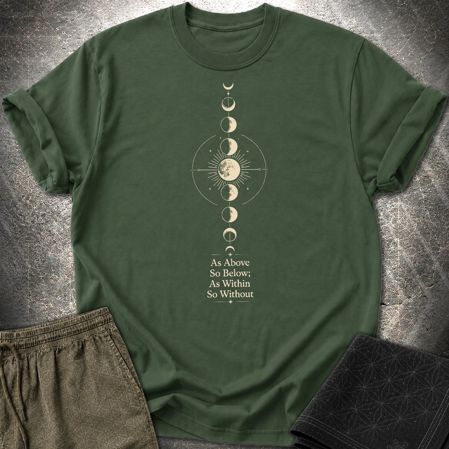 As Above So Below Moon - As Above So Below Moon T-Shirt - Forest Green