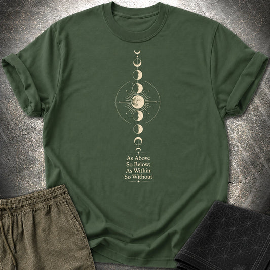 As Above So Below Moon - As Above So Below Moon T-Shirt - Forest Green