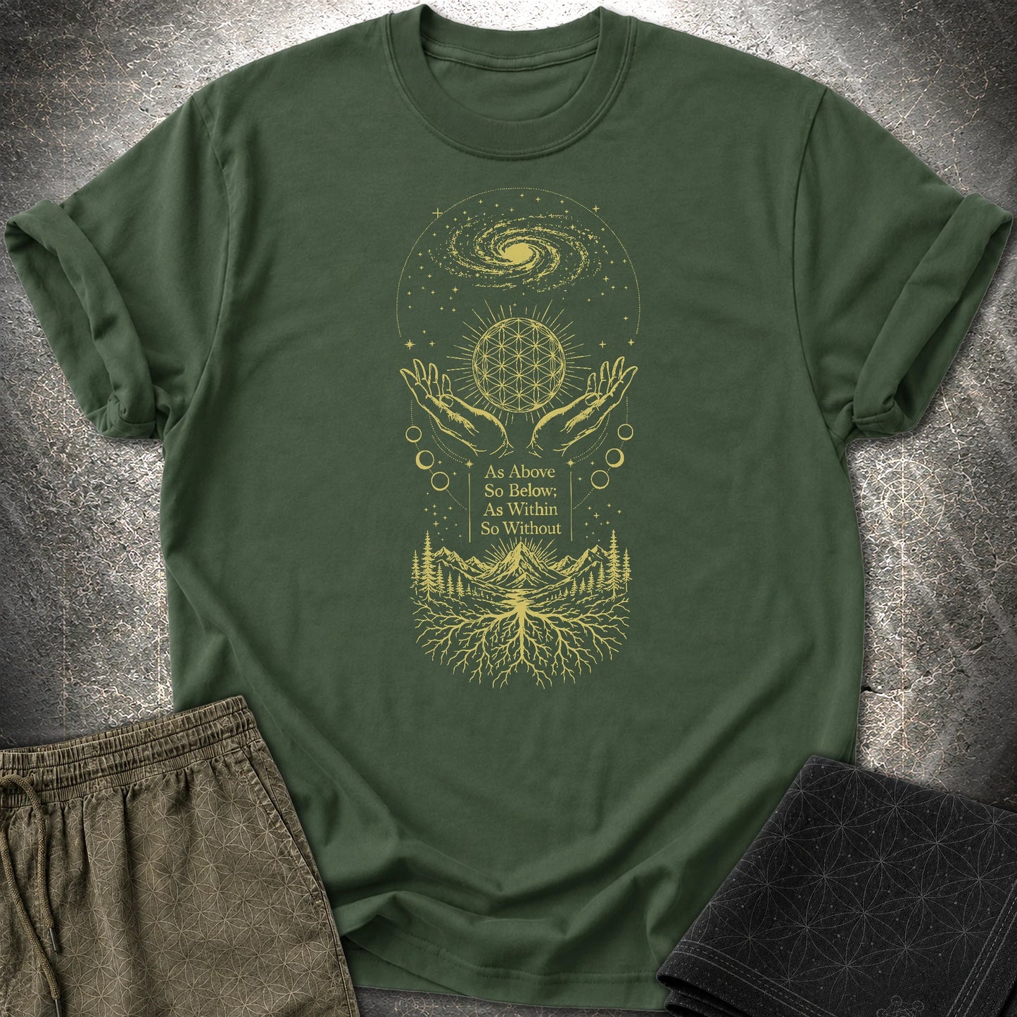 As Above So Below Flower Of Life T-Shirt - As Above So Below Flower Of Life T-Shirt - Forest Green