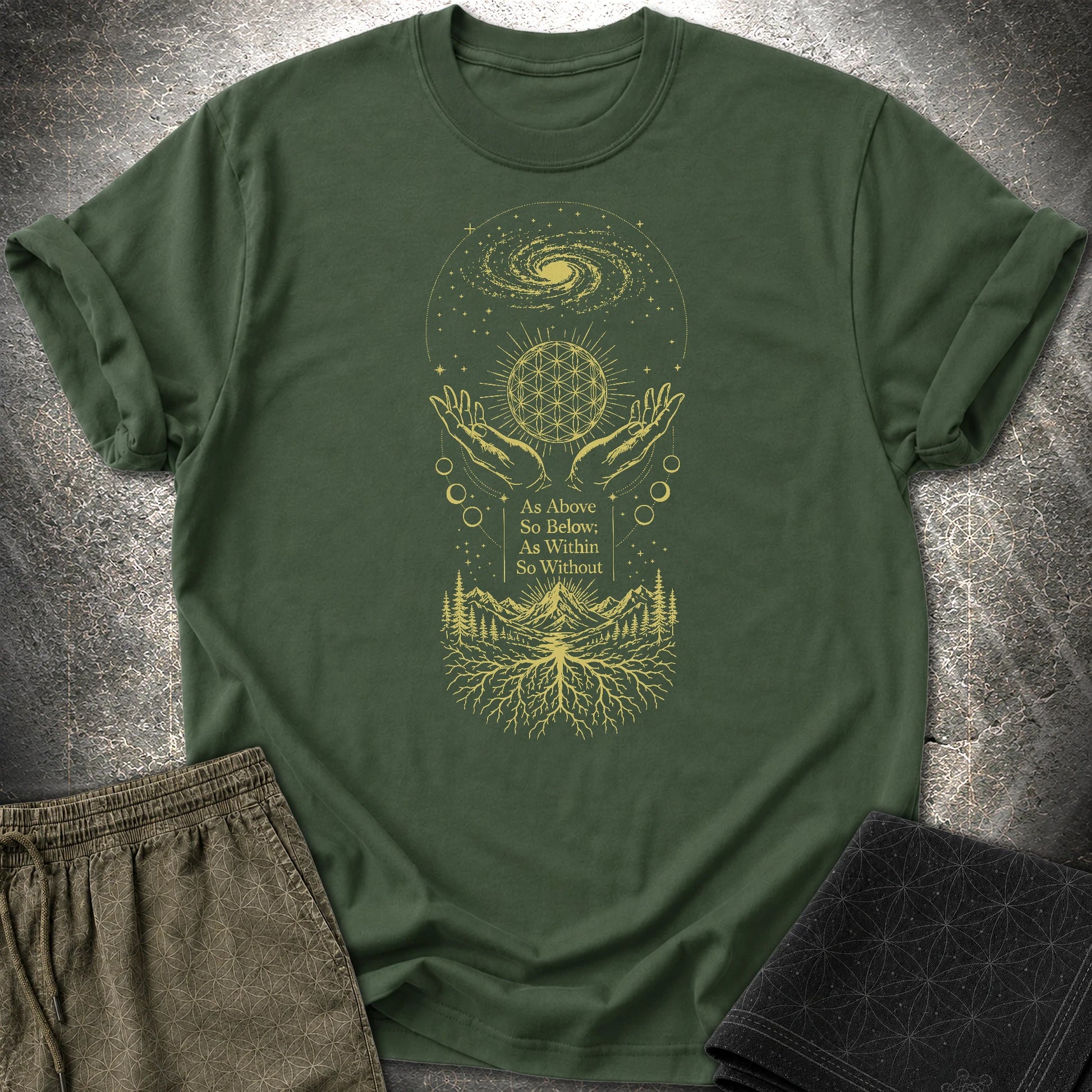 As Above So Below Flower Of Life T-Shirt - As Above So Below Flower Of Life T-Shirt - Forest Green