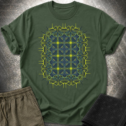 Electric Geometric Matrix - Electric Geometric Matrix T-Shirt - Forest Green