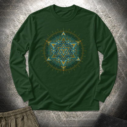 Merkaba Light Matrix - Merkaba Light Matrix Long Sleeve Shirt - Forest Green