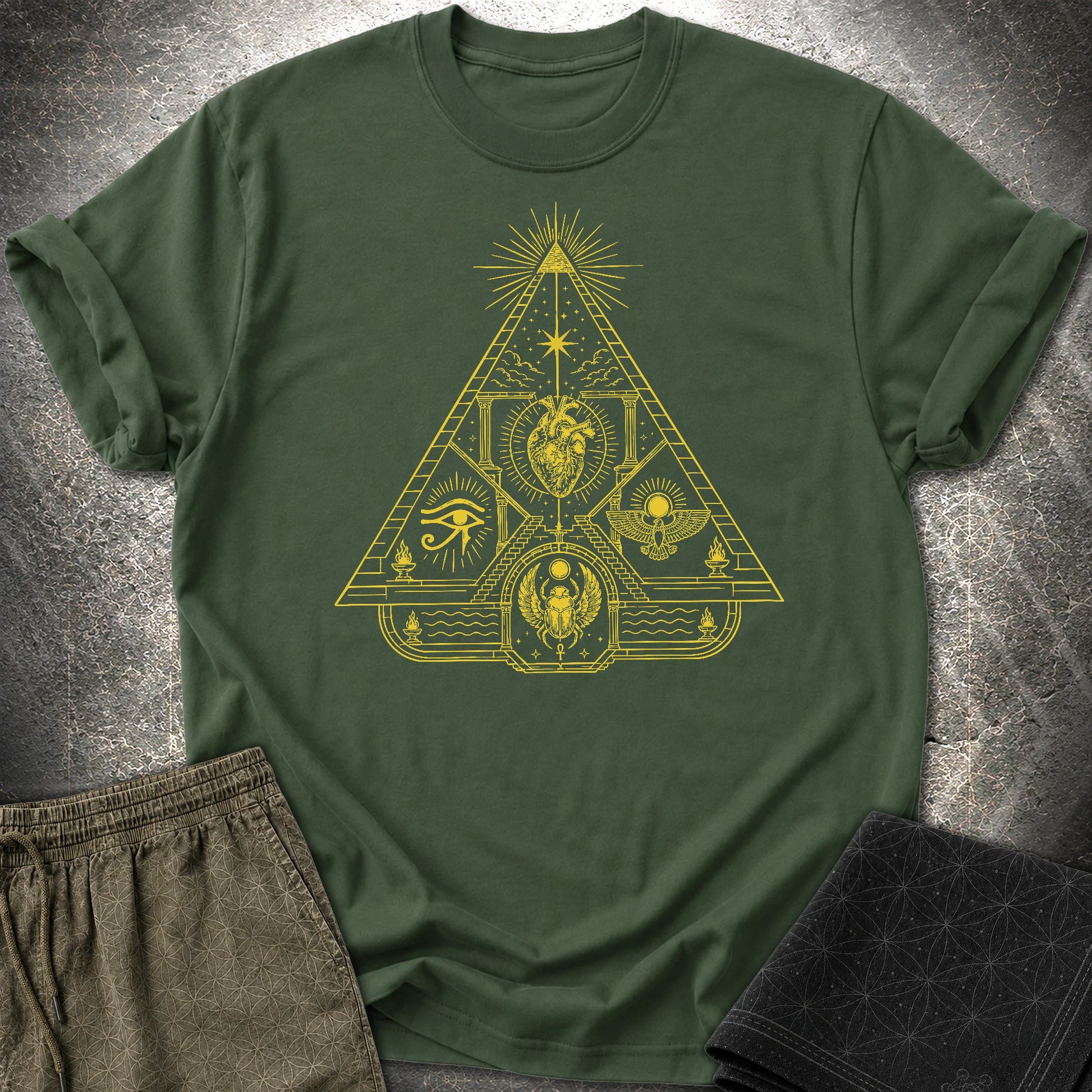 Mystic Pyramid of the Sacred Heart - Mystic Pyramid of the Sacred Heart T-Shirt - Forest Green