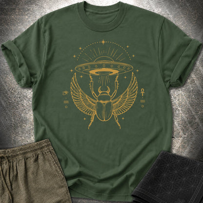 Celestial Scarab Beneath the Starship - Celestial Scarab Beneath the Starship T-Shirt - Forest Green