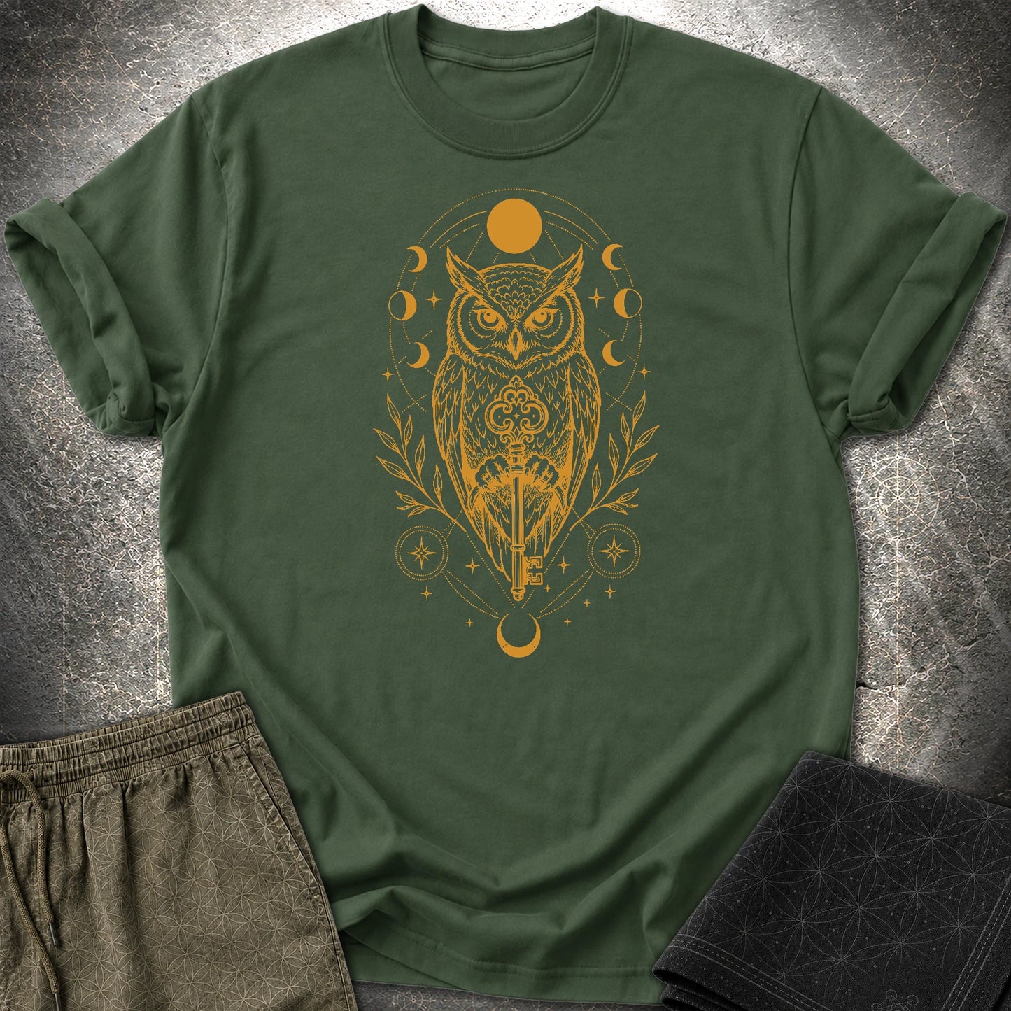 Owl Wisdom Key - Owl Wisdom Key T-Shirt - Forest Green