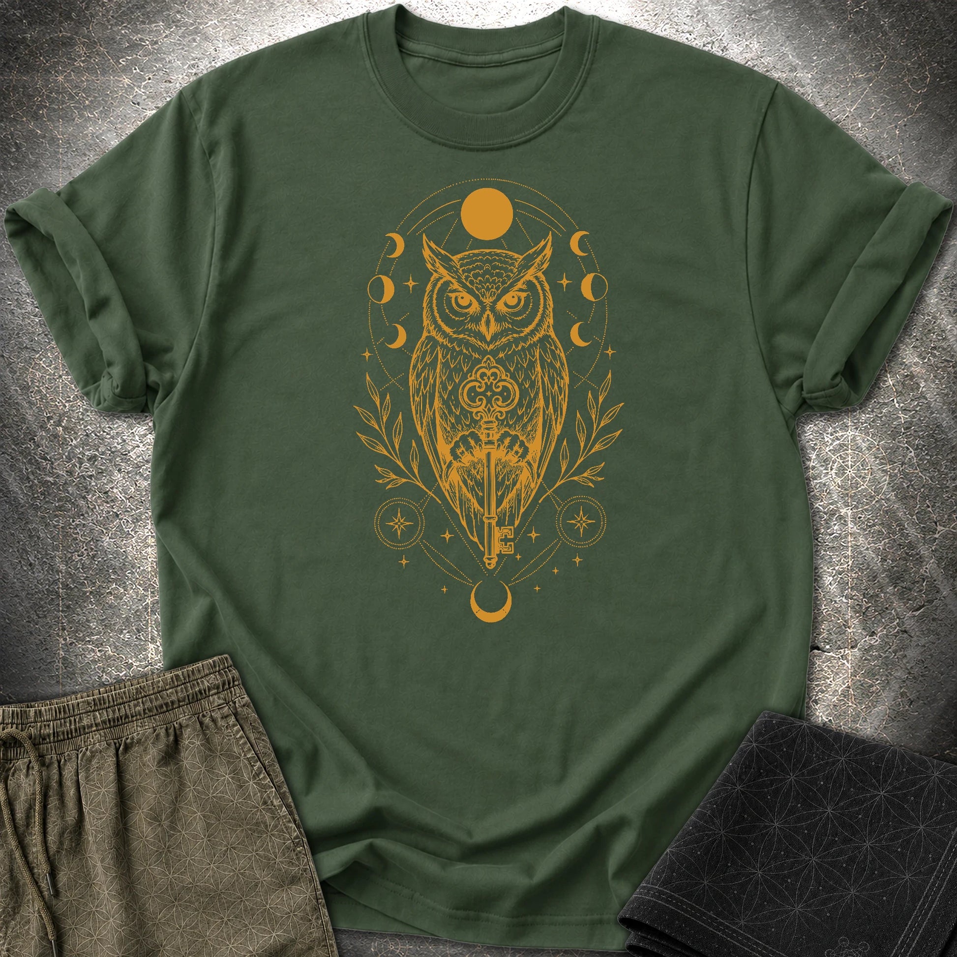 Owl Wisdom Key - Owl Wisdom Key T-Shirt - Forest Green