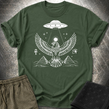 Solar Falcon Beneath the Starship - Solar Falcon Beneath the Starship T-Shirt - Forest Green