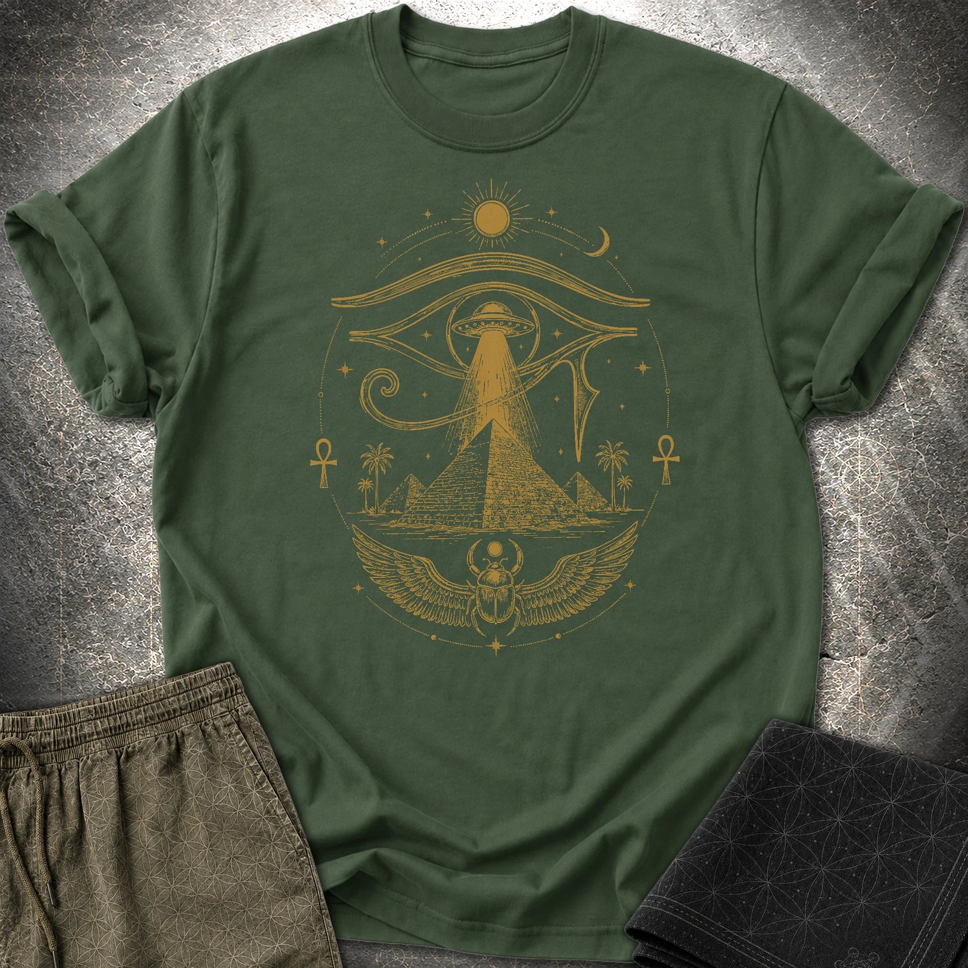 Ancient Eye Over the Pyramids - Ancient Eye Over the Pyramids T-Shirt - Forest Green