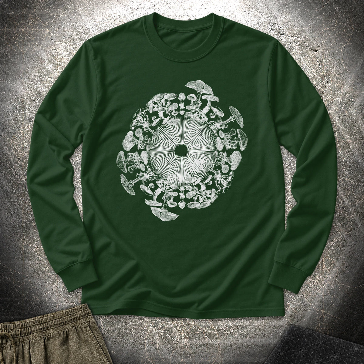 Mushroom Iris - Mushroom Iris Long Sleeve Shirt - Forest Green