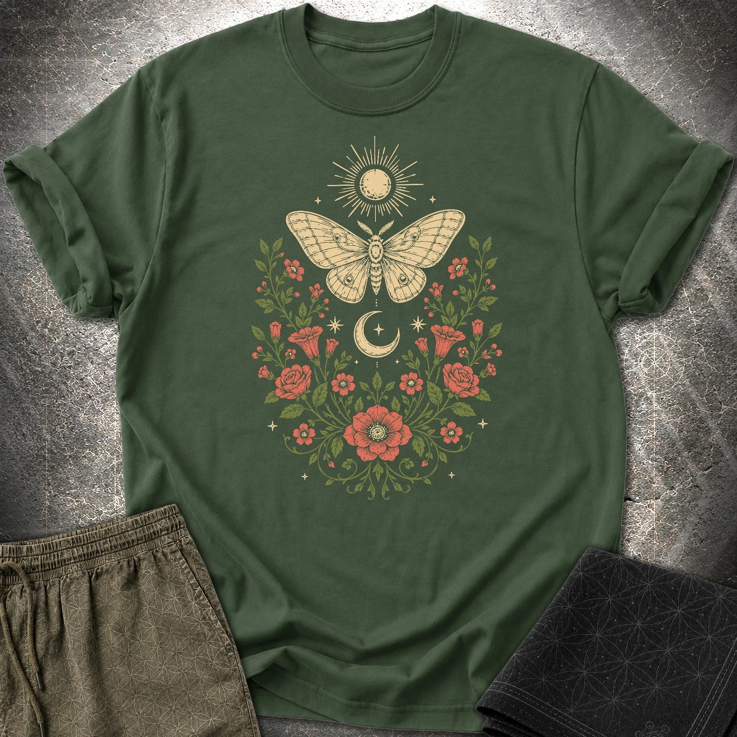 Sun Moon Moth - Sun Moon Moth T-Shirt - Forest Green