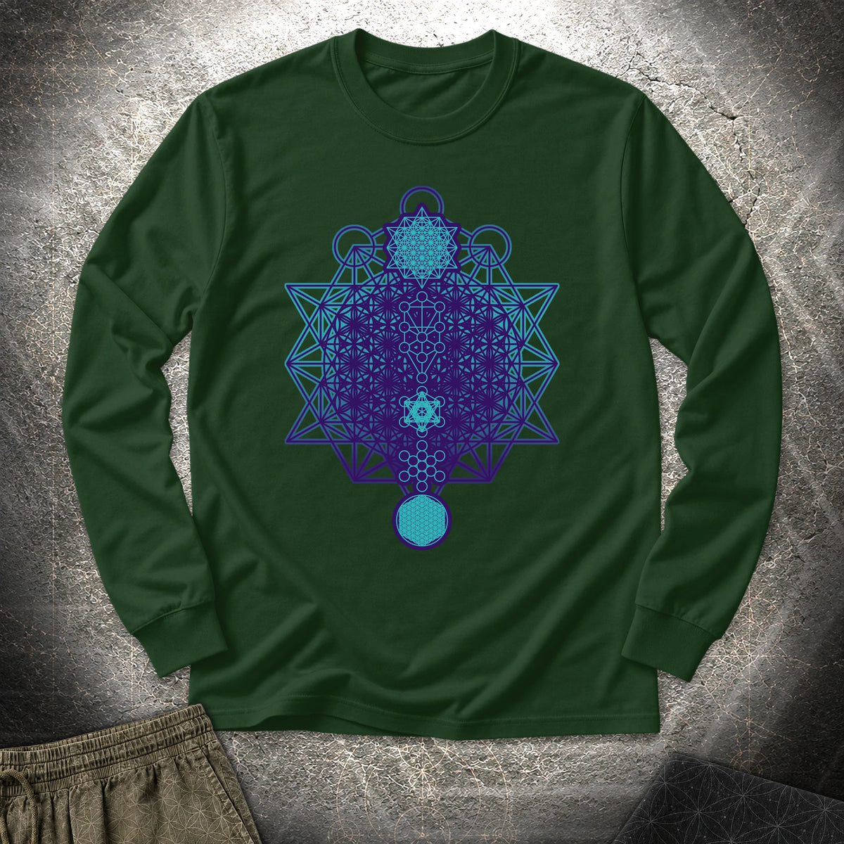 All The Sacred Geometry - All The Sacred Geometry Long Sleeve Shirt - Forest Green