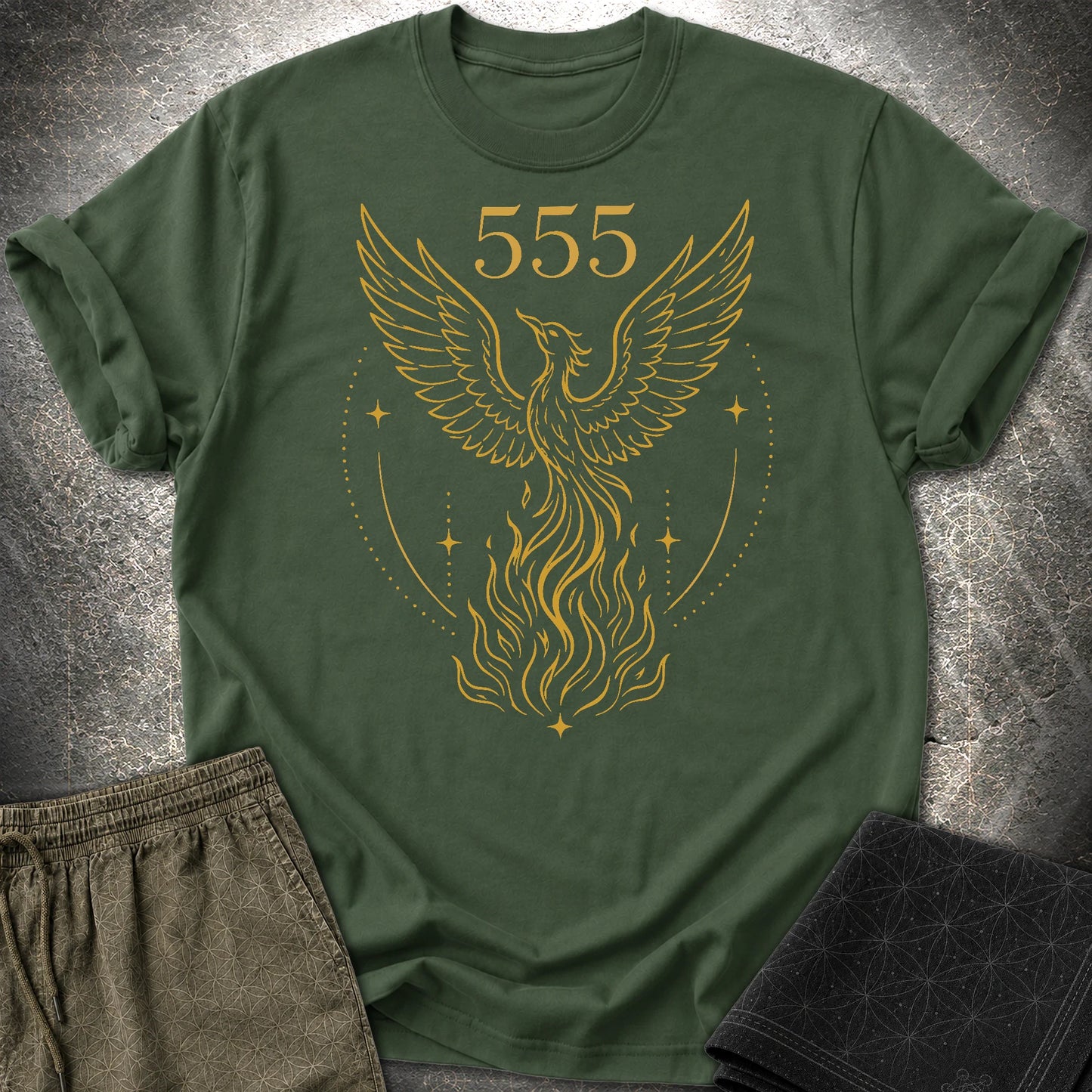 555 Angel Number Rebirth T-Shirt - 555 Angel Number Rebirth T-Shirt - Forest Green