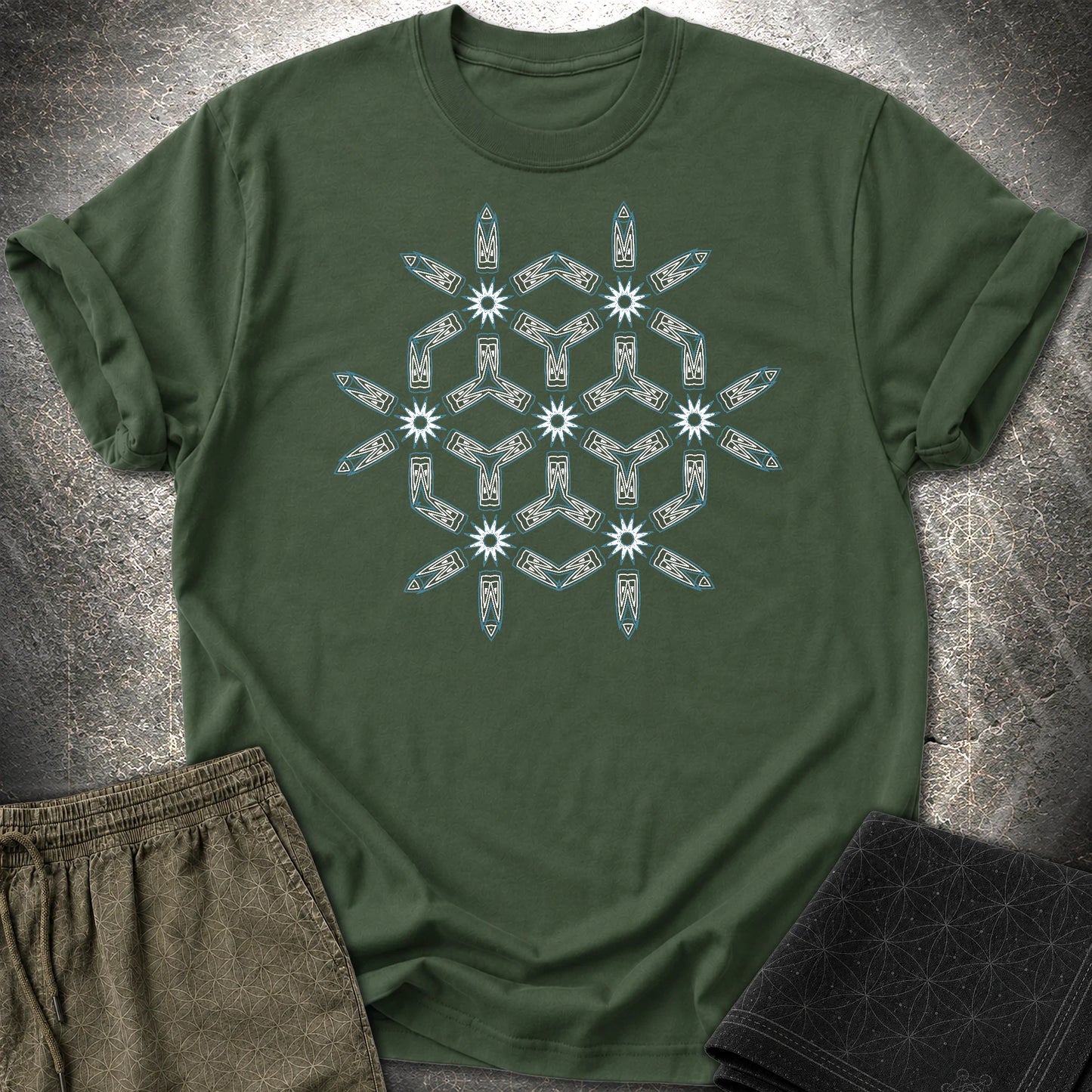 Tribal Geometry - Tribal Geometry T-Shirt - Forest Green