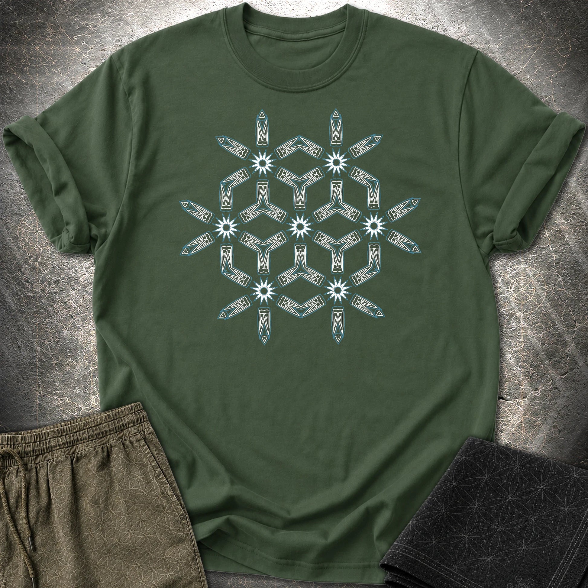 Tribal Geometry - Tribal Geometry T-Shirt - Forest Green