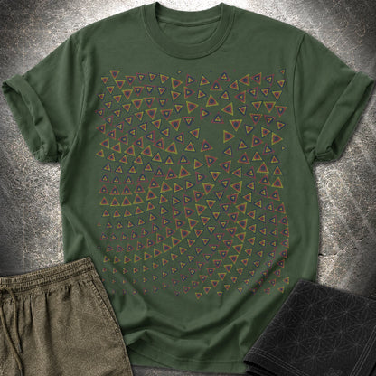 Psychedelic Triangle Optical Illusion Geometric Pattern T-Shirt - Psychedelic Triangle Optical Illusion Geometric Pattern T-Shirt - Forest Green