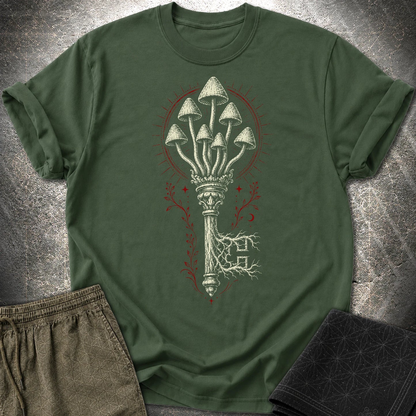 The Mushroom Key - The Mushroom Key T-Shirt - Forest Green