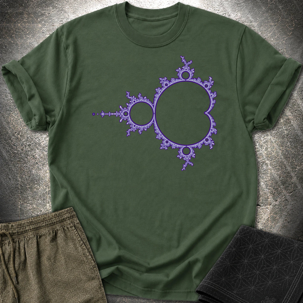 Mandelbrot Set Psychedelic Fractal Math Art T-Shirt - Mandelbrot Set Psychedelic Fractal Math Art T-Shirt - Forest Green