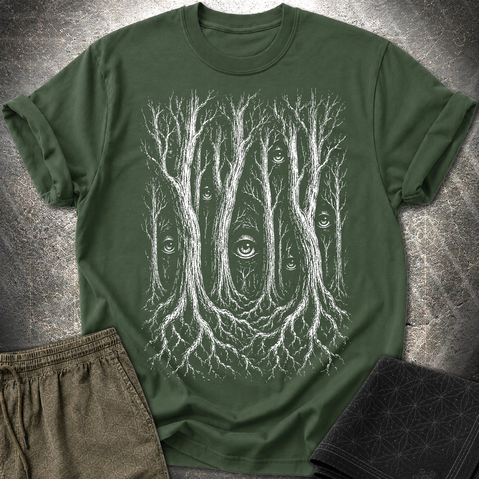 Forest Consciousness Watching - Forest Consciousness Watching T-Shirt - Forest Green