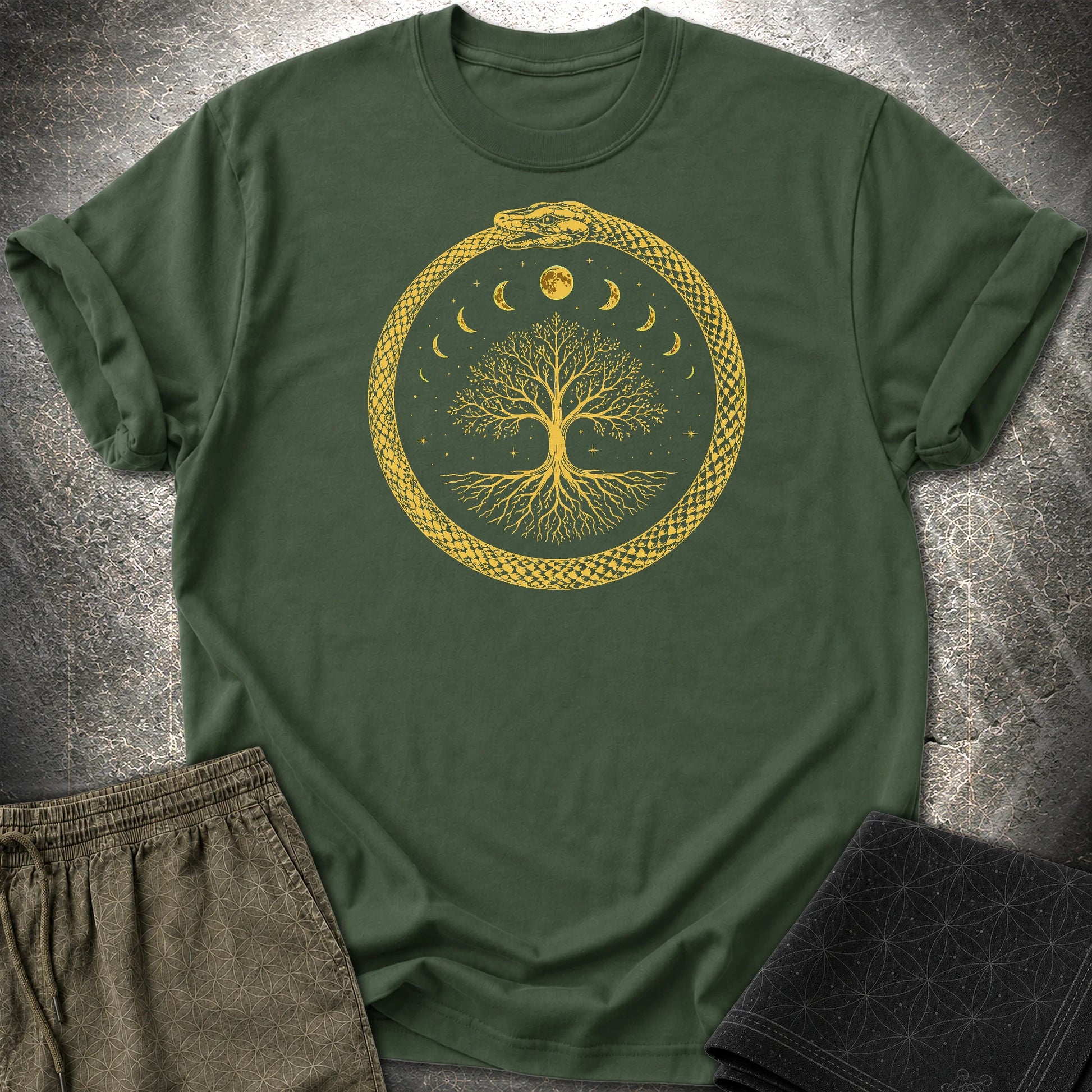 Ouroboros Moon Tree T-Shirt - Ouroboros Moon Tree T-Shirt - Forest Green