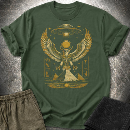 Falcon Guardian Beneath the Starship - Falcon Guardian Beneath the Starship T-Shirt - Forest Green