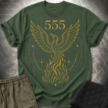 555 Angel Number Rebirth T-Shirt - 555 Angel Number Rebirth T-Shirt - Forest Green