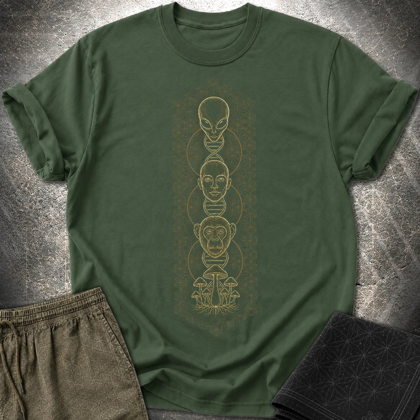 Alien Evolution T-Shirt - Alien Evolution T-Shirt - Forest Green