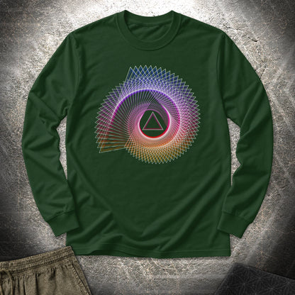Spiralling Gradient Triangle - Spiralling Gradient Triangle Long Sleeve Shirt - Forest Green