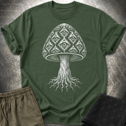 All-Seeing Mushroom - All-Seeing Mushroom T-Shirt - Forest Green