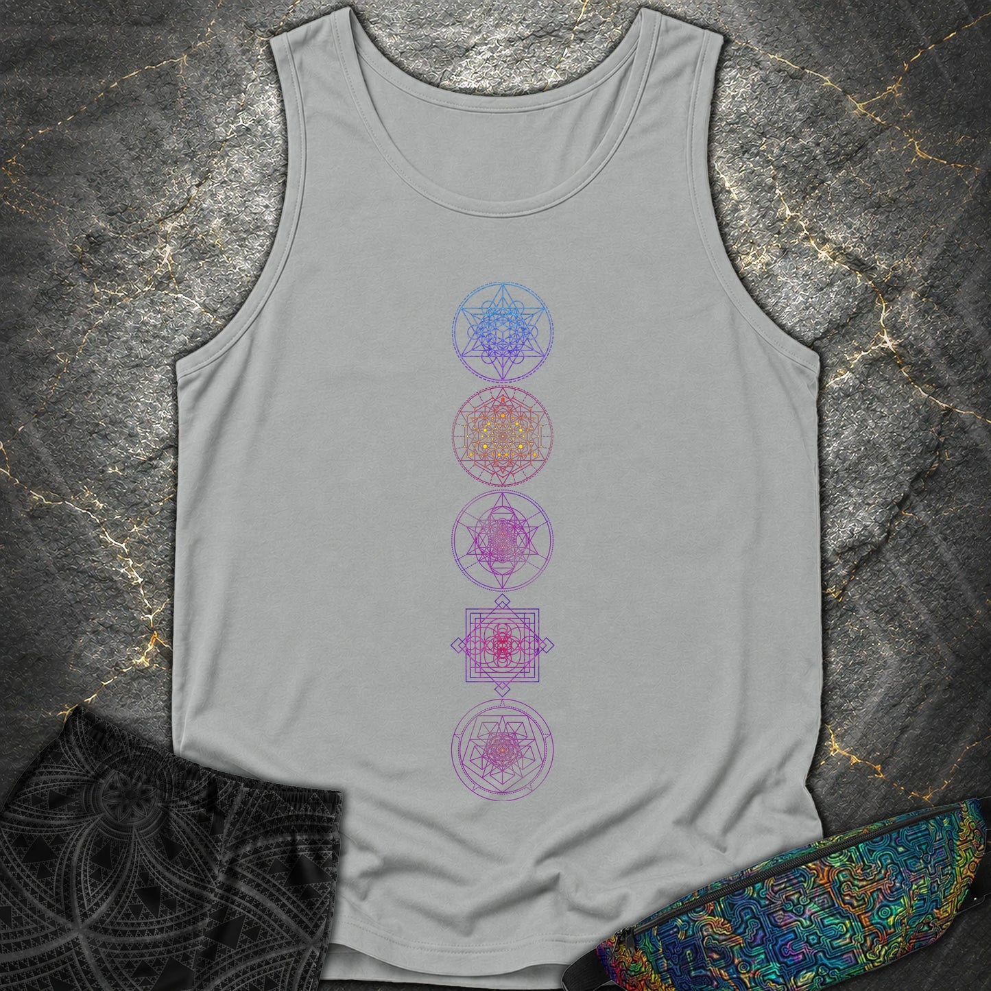 Sacred Geometry T-Shirt - Sacred Geometry Comfort Tank Top - Granite