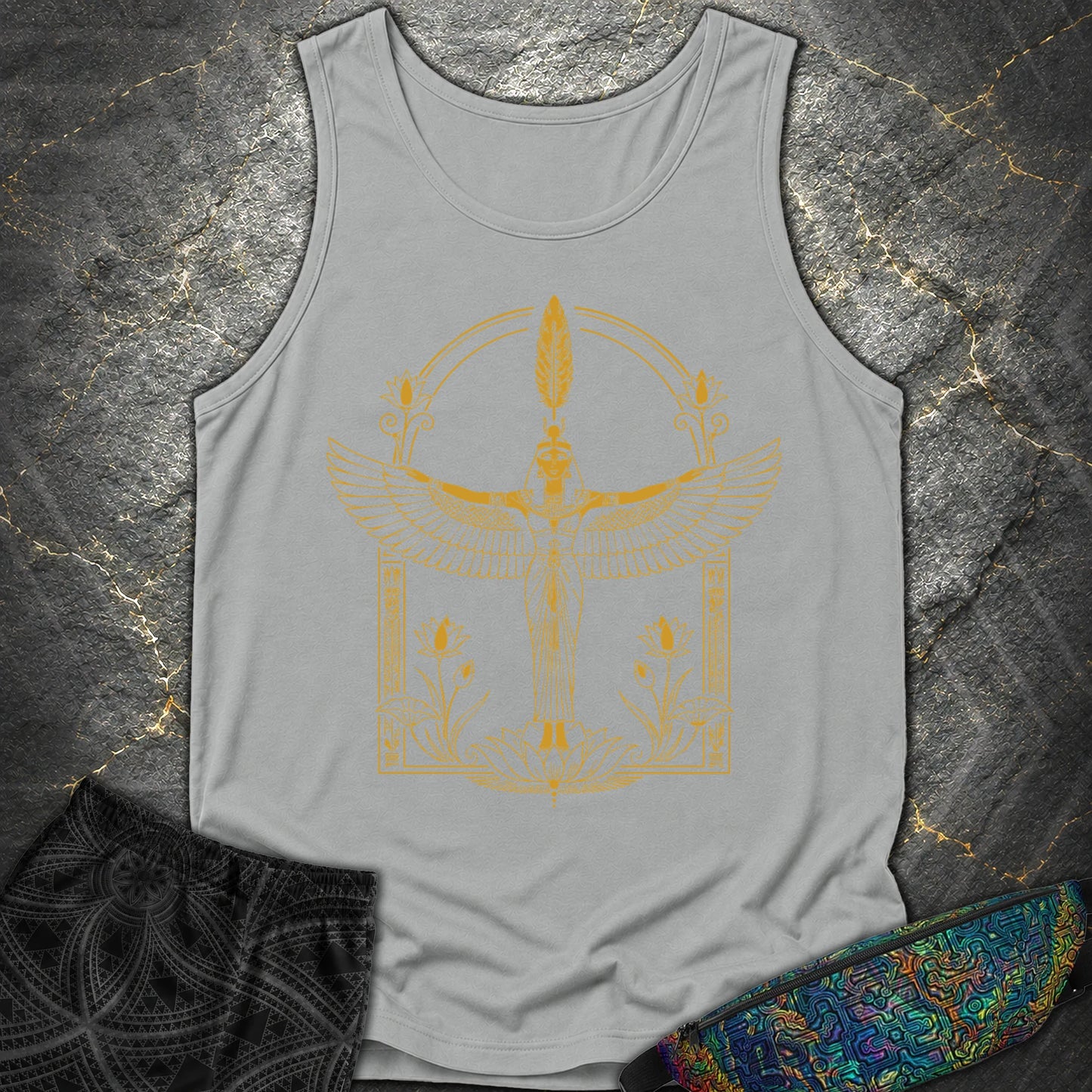 Winged Goddess of Sacred Balance - Winged Goddess of Sacred Balance Comfort Tank Top - Granite