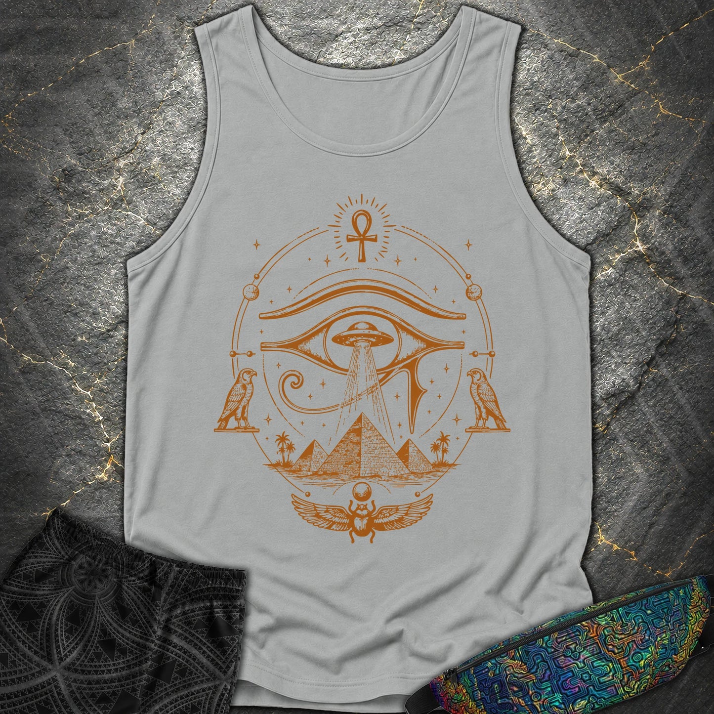 Ancient Eye Over Alien Pyramids - Ancient Eye Over Alien Pyramids Comfort Tank Top - Granite