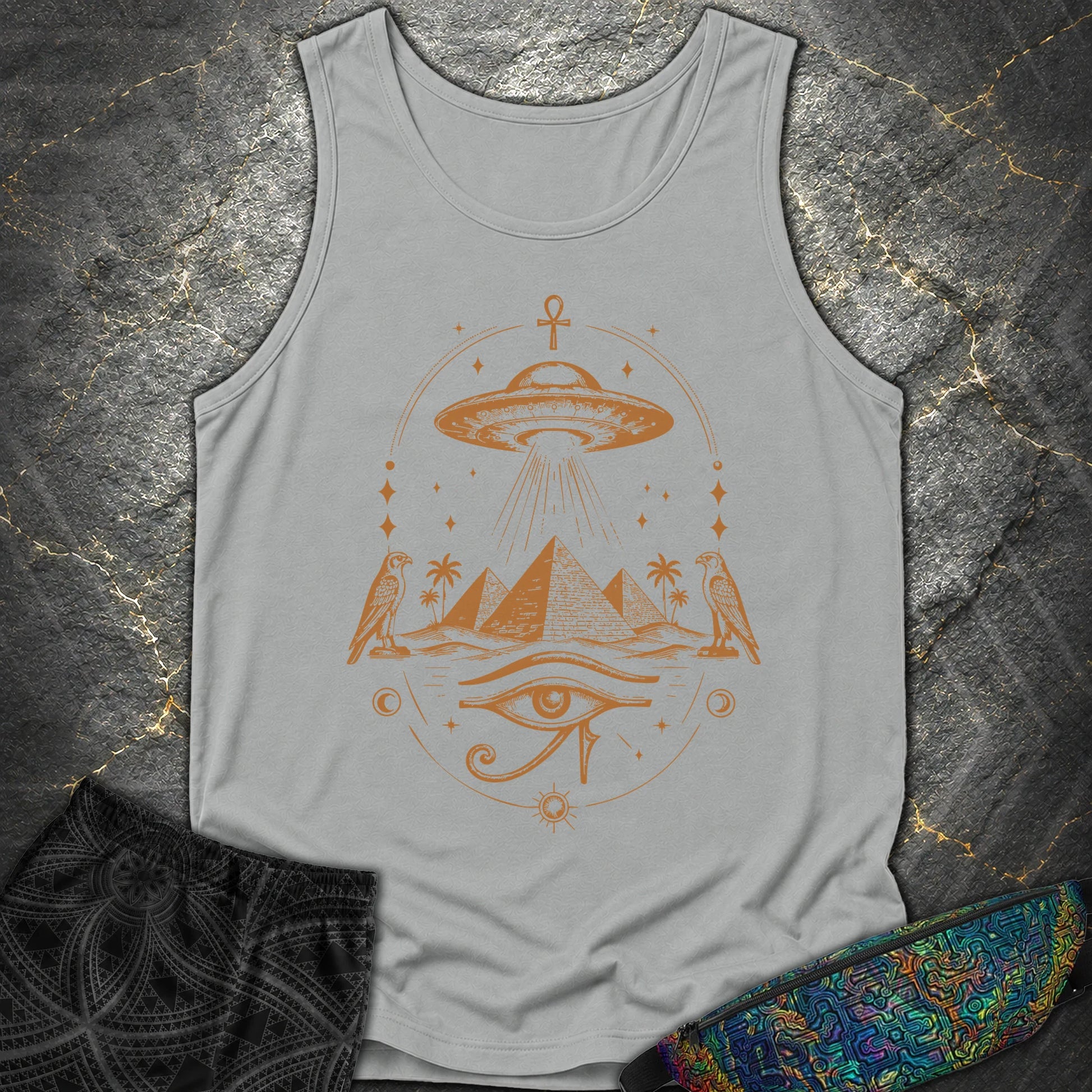 Starship Above the Sacred Pyramids - Starship Above the Sacred Pyramids Comfort Tank Top - Granite