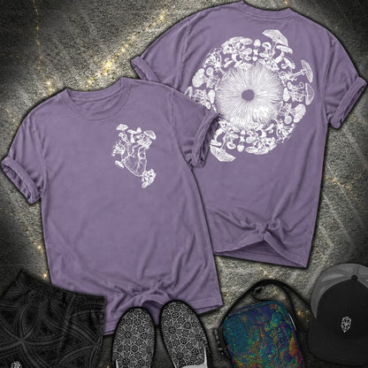 Mushroom Heart Mushroom Iris 2 Sided Comfort T-Shirt - Mushroom Heart Mushroom Iris 2 Sided Comfort T-Shirt - Grape
