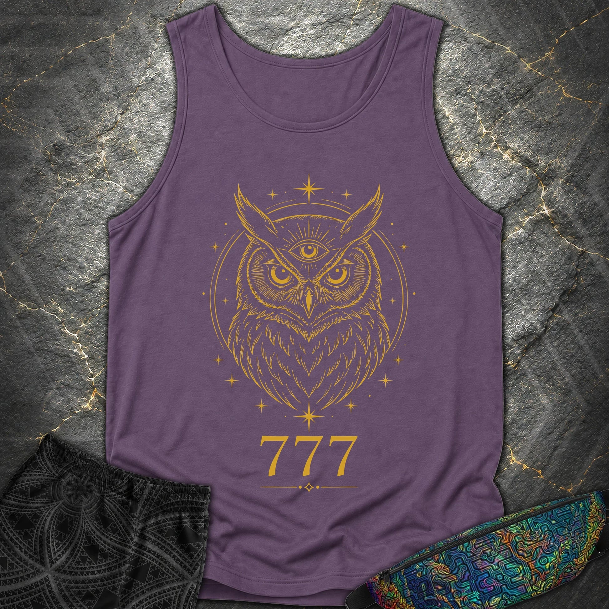 777 Mystic Owl Comfort Tank Top - 777 Mystic Owl Comfort Tank Top - Grape