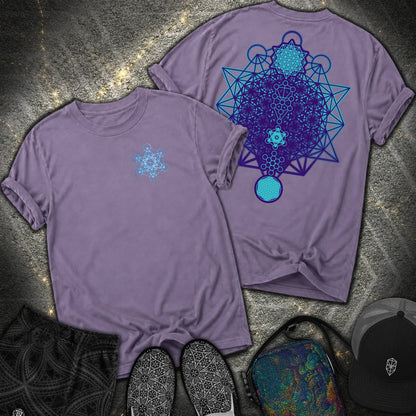 All The Sacred Geometry Comfort 2 Sided T-Shirt - All The Sacred Geometry Comfort 2 Sided T-Shirt - Grape