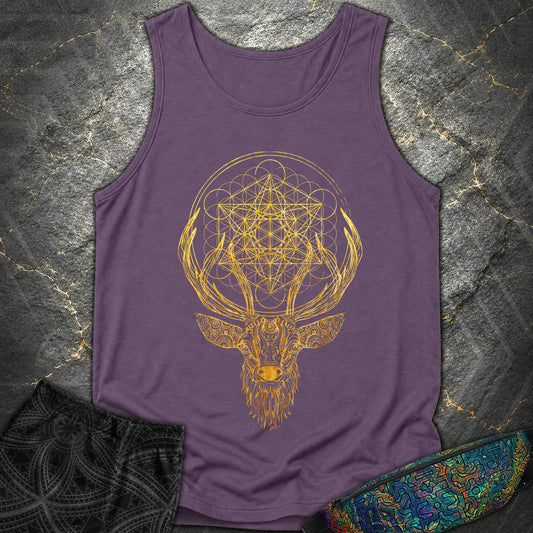Metatron's Cube Deer T-Shirt - Metatron's Cube Deer Comfort Tank Top - Grape
