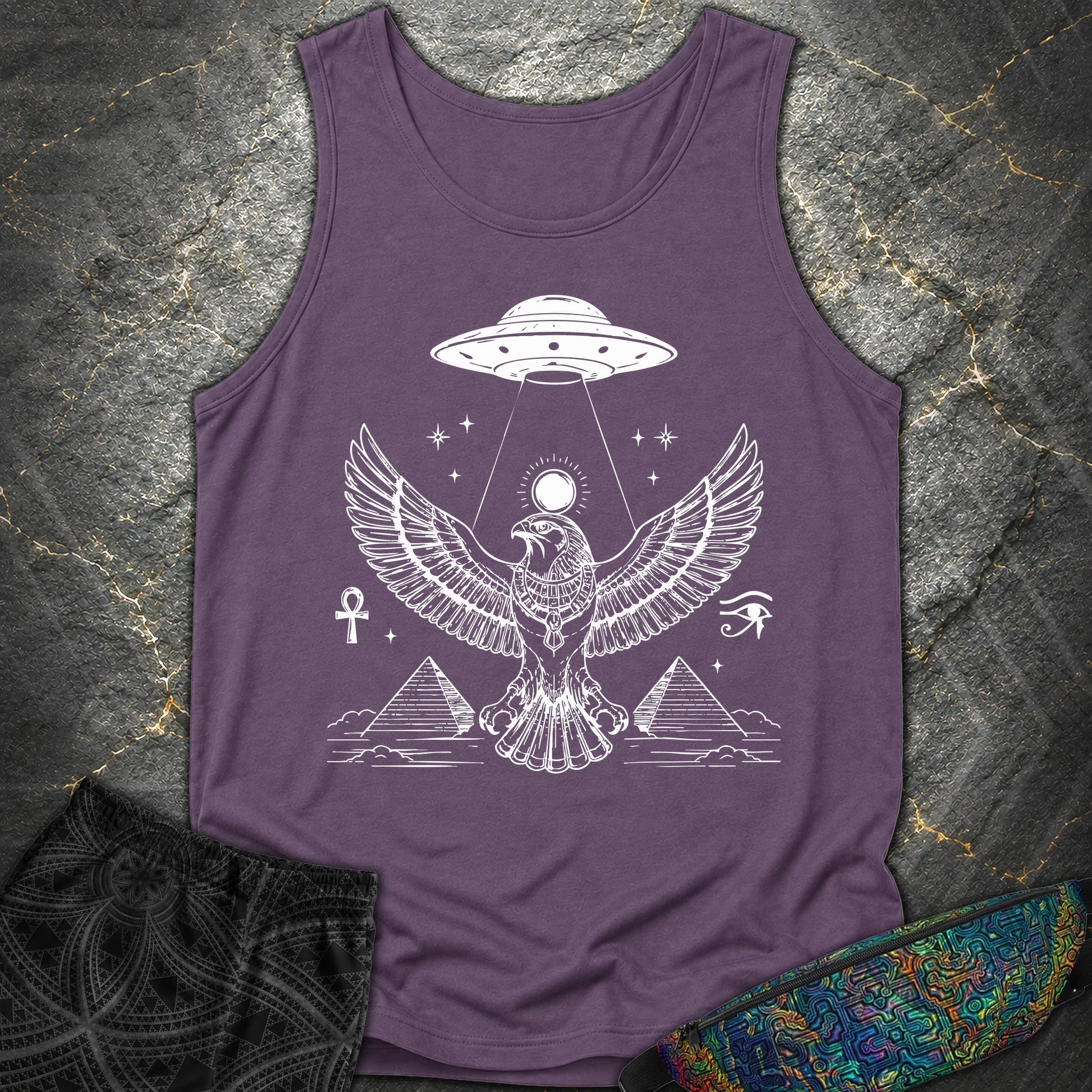 Solar Falcon Beneath the Starship - Solar Falcon Beneath the Starship Comfort Tank Top - Grape