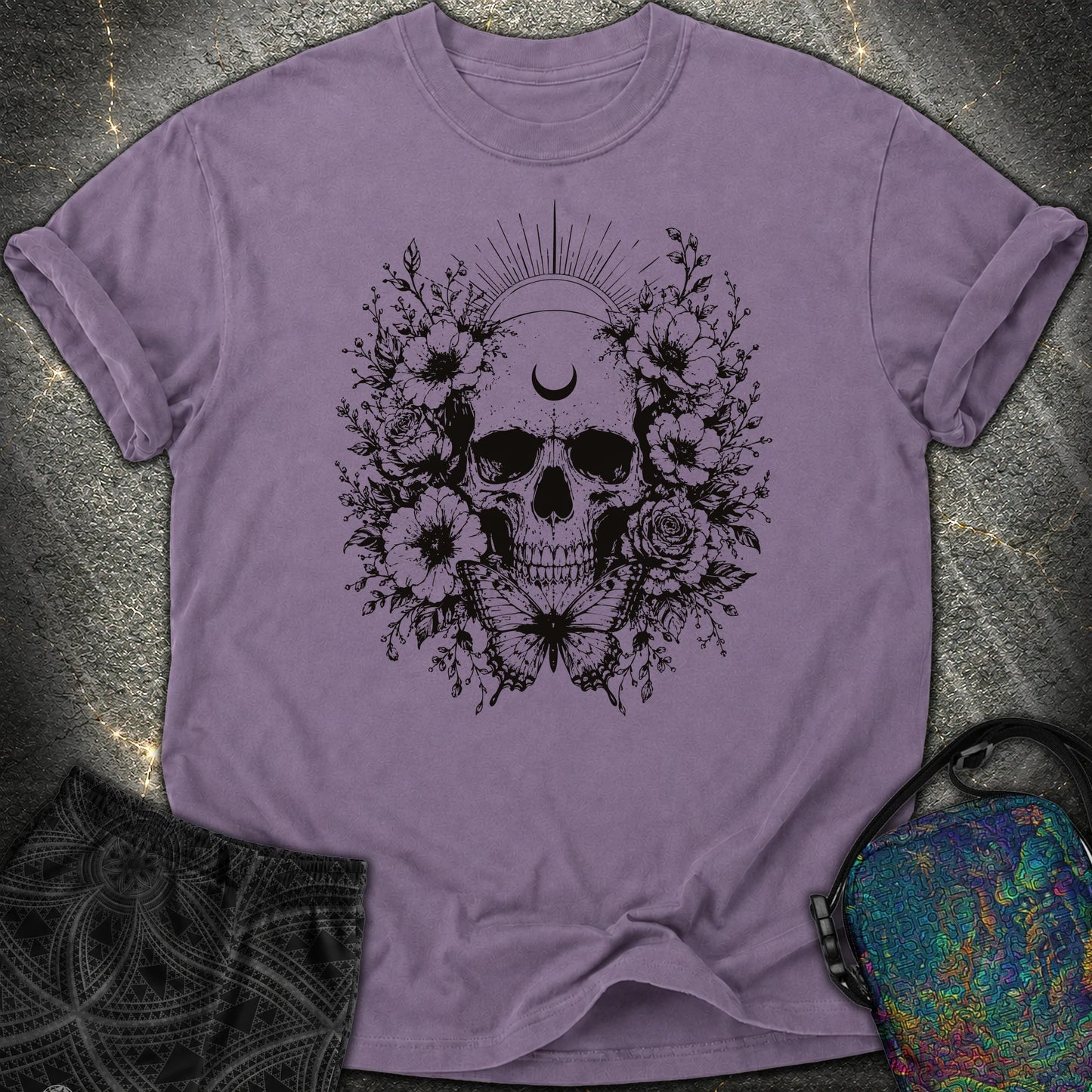 Moon Phases Moth - Moon Phases Moth Comfort T-Shirt - Grape