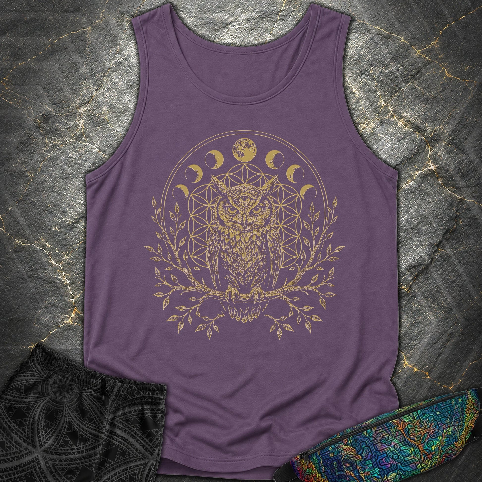 Owl Flower Of Life - Owl Flower Of Life Comfort Tank Top - Grape